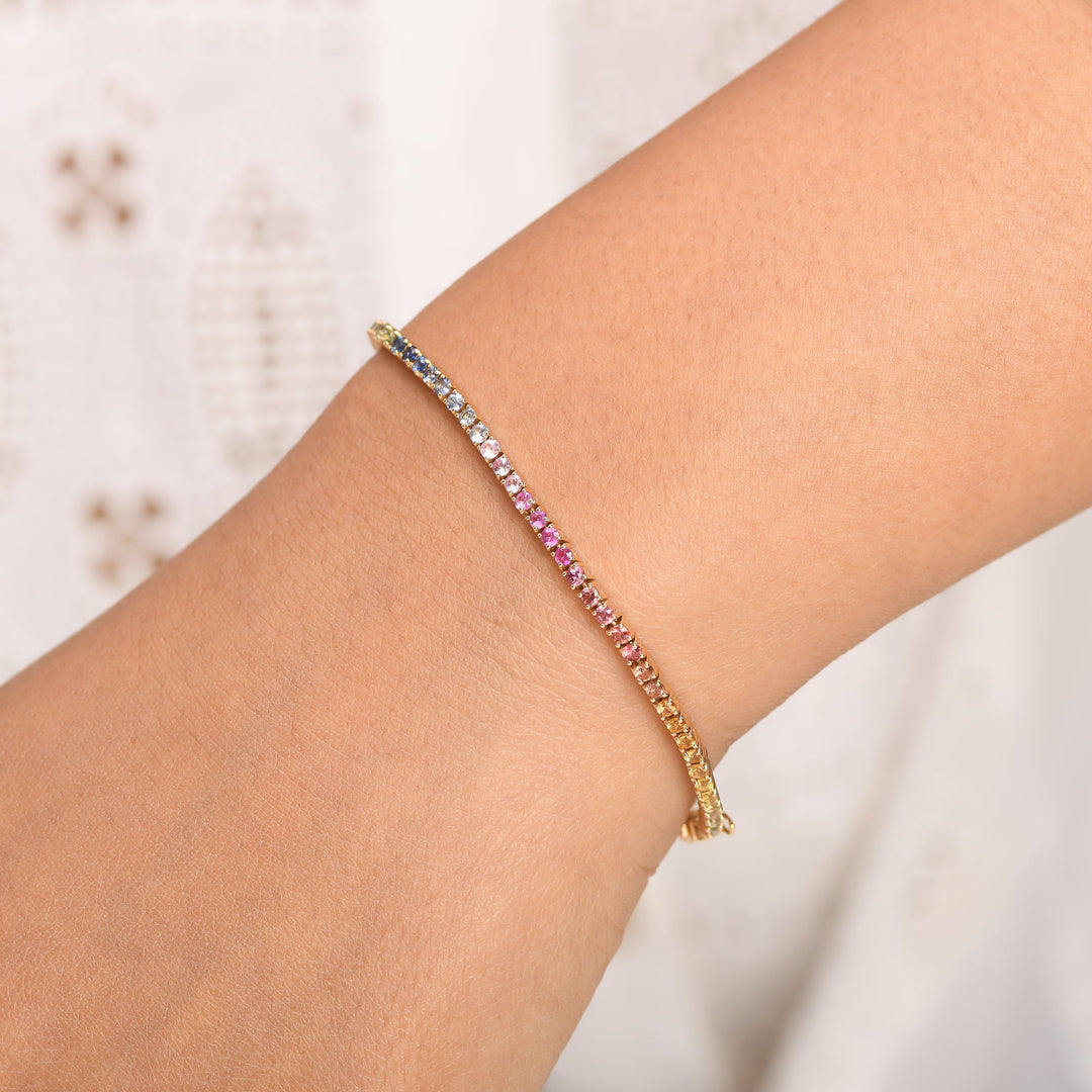 Rainbow Sapphire 2MM Bracelet - qivii