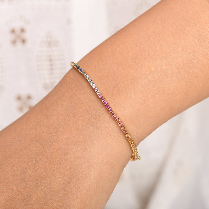 Rainbow Sapphire 2MM Bracelet - qivii