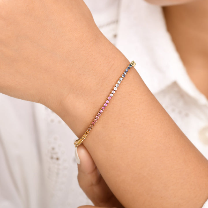 Rainbow Sapphire 2.00 MM Tennis Bracelet - qivii