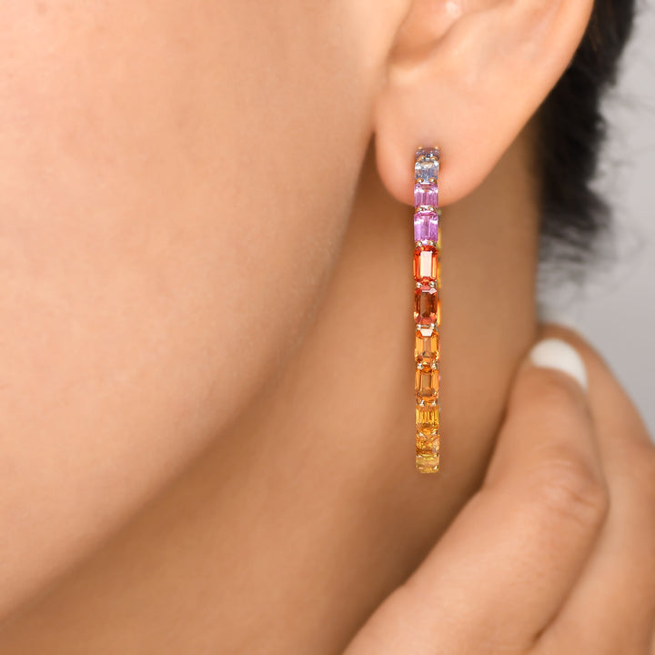 Rainbow Sapphire 45MM Hoops - qivii