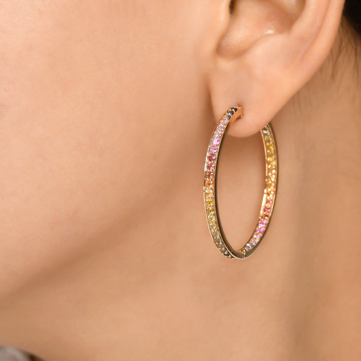 Rainbow Sapphire 2MM Hoops - qivii