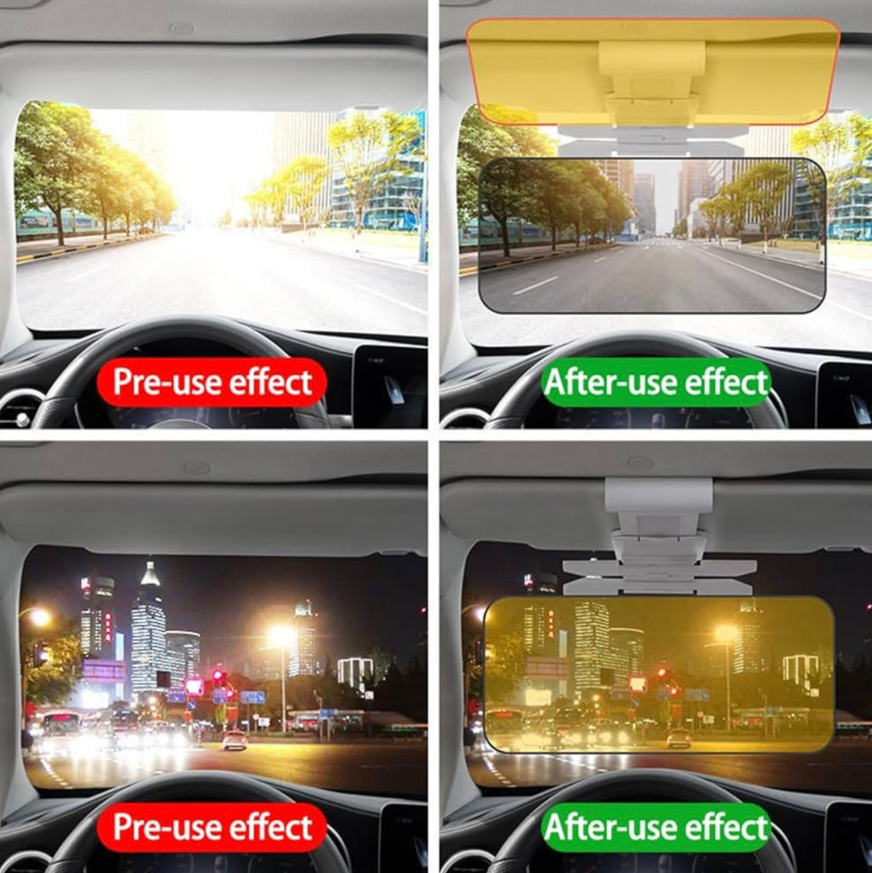 2-in-1 Car Anti-Glare Sun Visor | Day & Night Clear Driving Shield