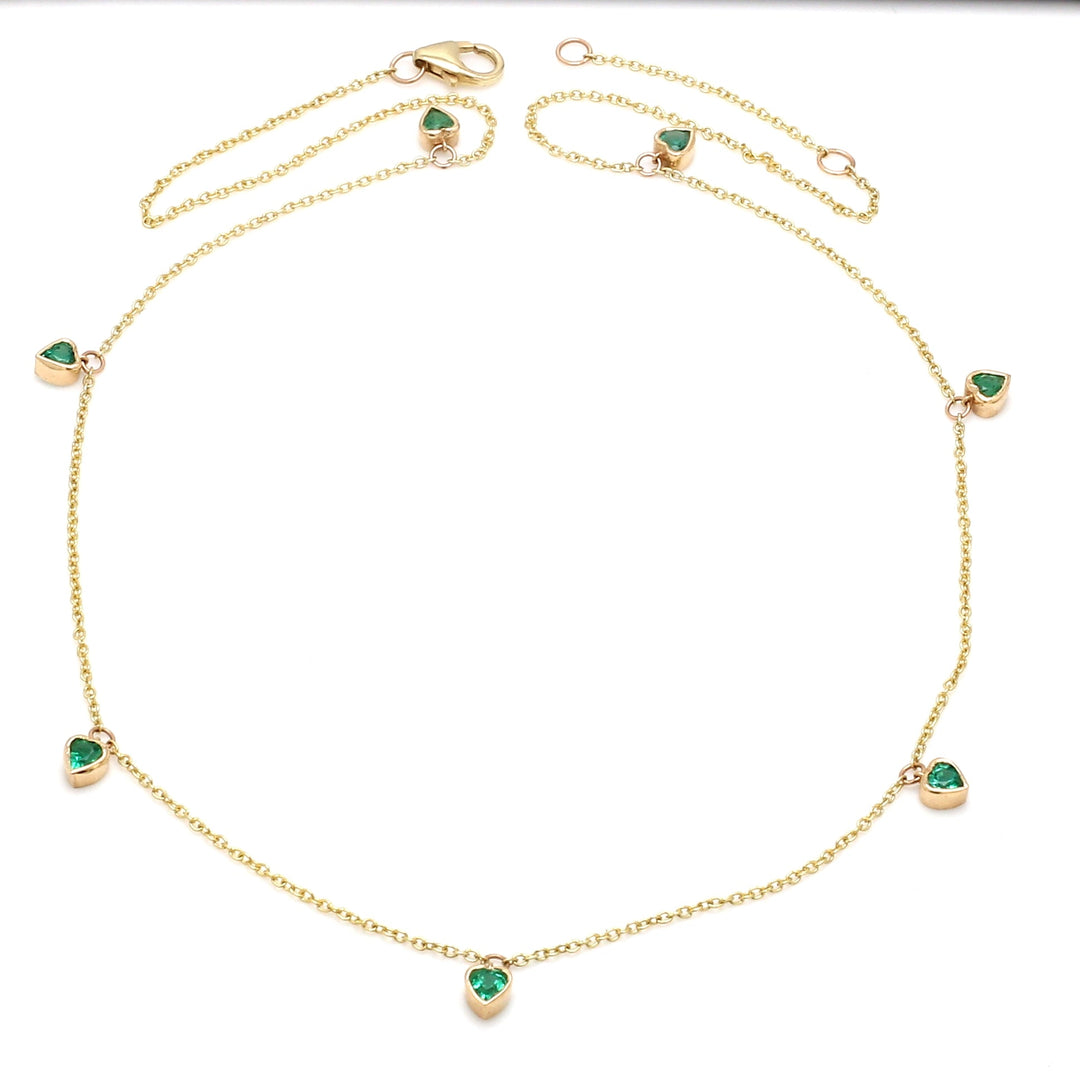 Emerald Bezel Set Heart Shape Chain Necklace - qivii