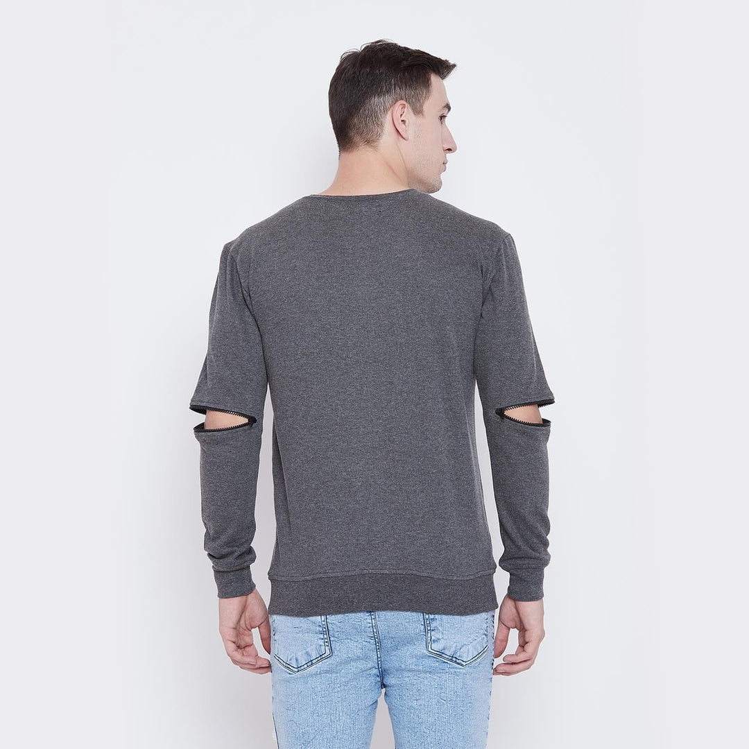 Charcoal Elbow Zipped Sweatshirt