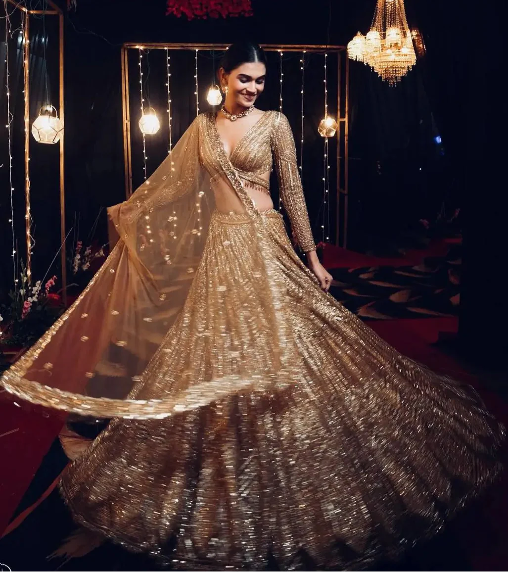 Golden Brown Kasturi Silk Dori & Sequence Work Lehenga Choli | Ready To Wear - qivii