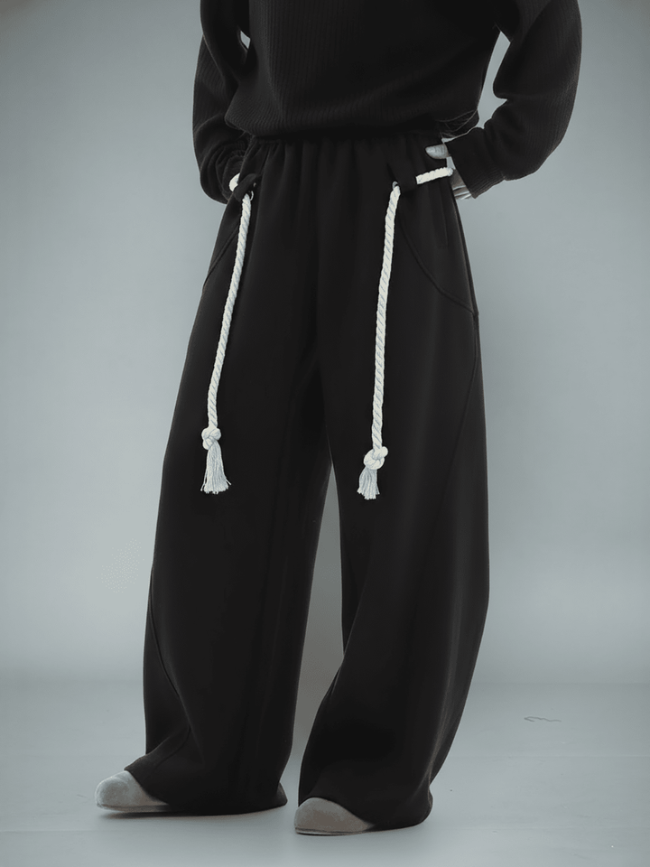 Black Urban Knot Barrel Fit Trackpants