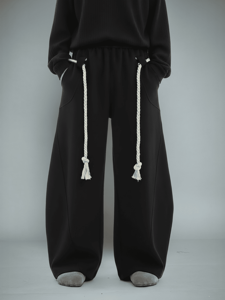 Black Urban Knot Barrel Fit Trackpants