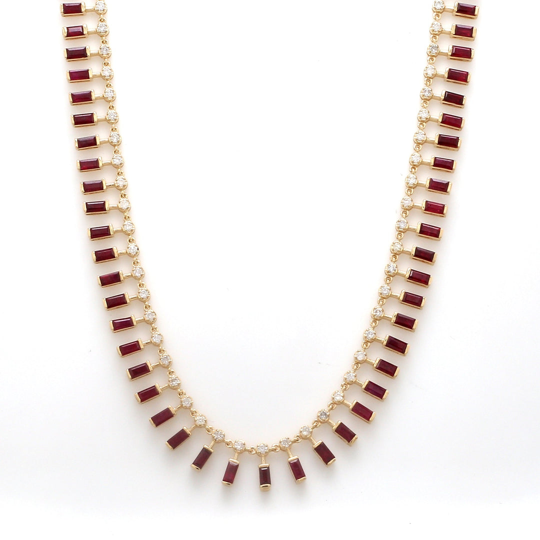 Ruby Dot in dash diamond Necklace - qivii