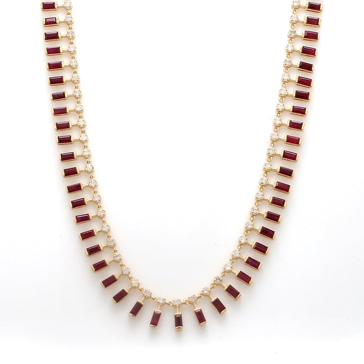 Ruby Dot in dash diamond Necklace - qivii