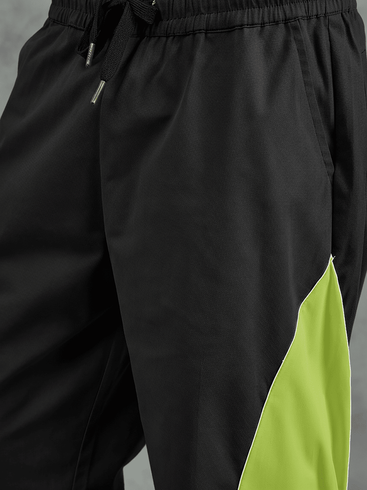 Black and Khaki Cut Sew Trackpants