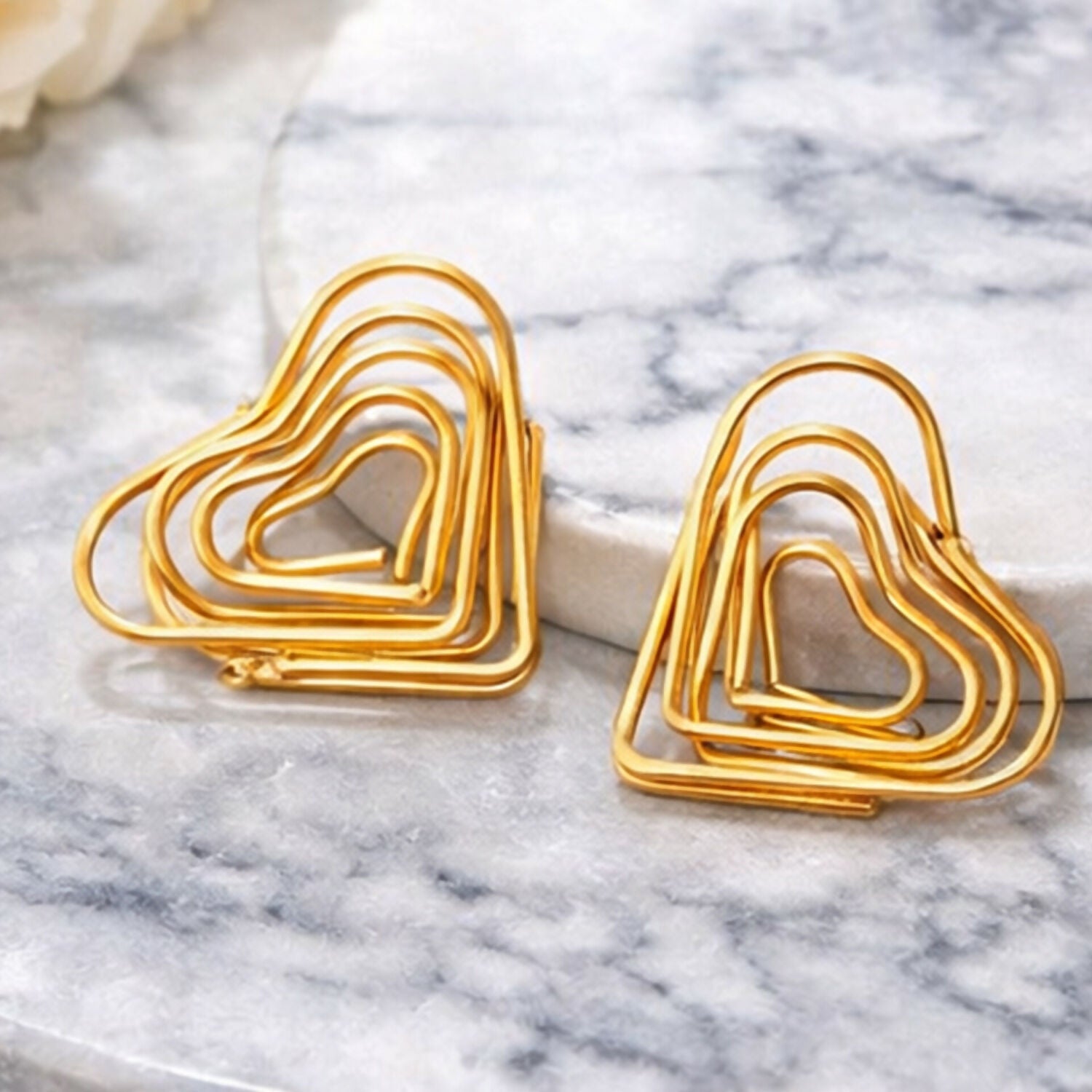 Elegant Gold Finish Heart Shape Bali Earrings for Women | Lightweight Fashion Earrings | Party & Daily Wear