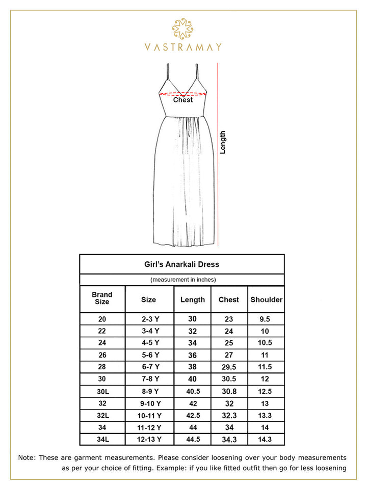 VASTRAMAY Girls' Mustard Georgette Floral Embroidered Gown For Girls. - qivii