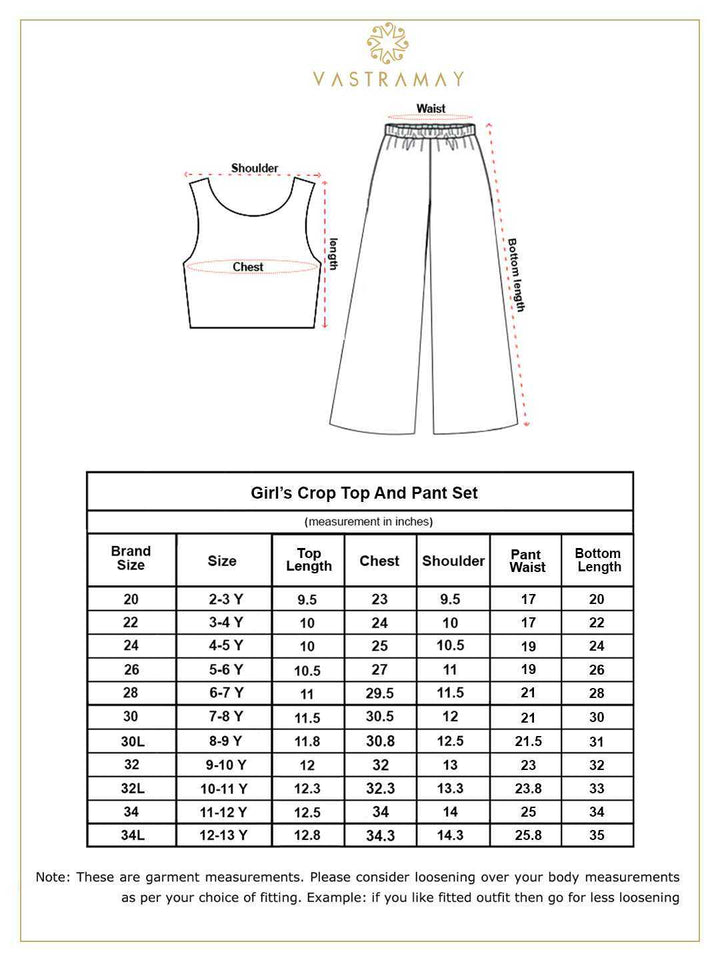 Vastramay Girl's Pink Striped Palazzo With Pink Crop Top - qivii