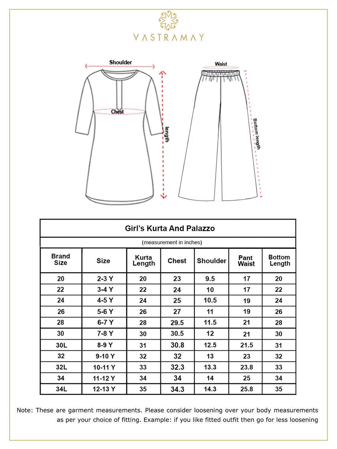 VASTRAMAY Girls' Navy Blue and Rust Kurta Palazzo Set - qivii