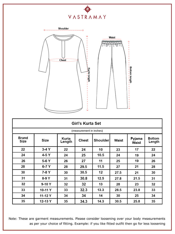 VASTRAMAY Girls' Kurta Set With Dupatta - qivii