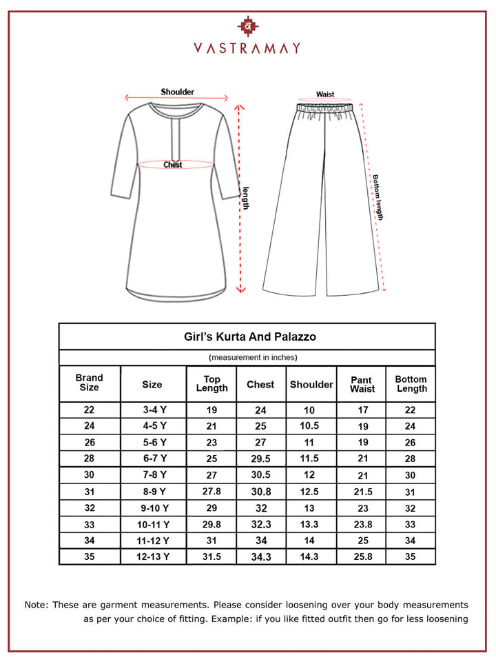 VASTRAMAY Girls' Green Kurta Palazzo Set - qivii