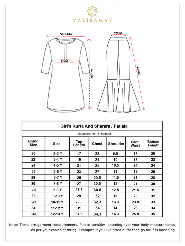 VASTRAMAY Girls Yellow Kurta Salwar and Dupatta Set - qivii