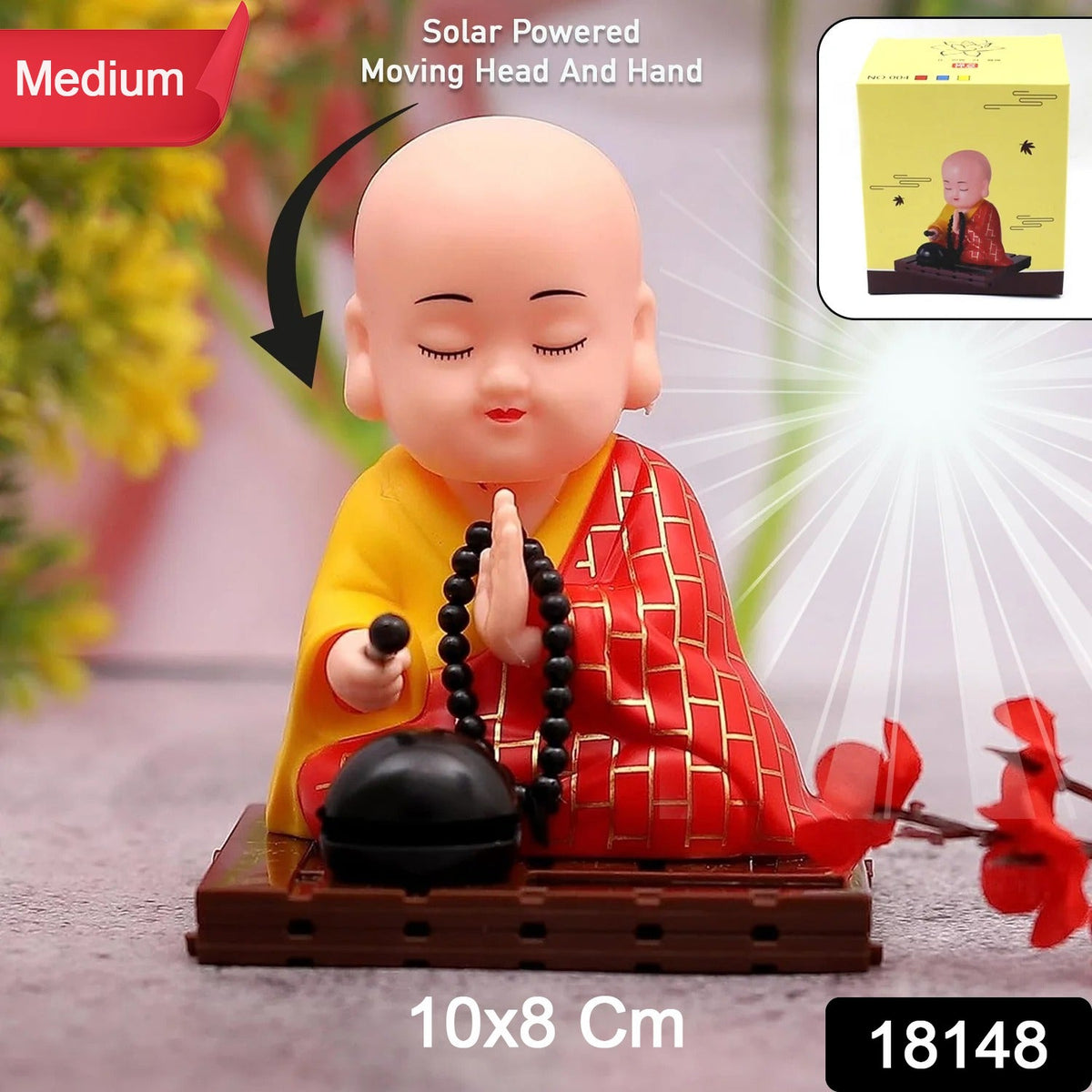 Spiritual Solar Buddha Statue – Moving Head & Hand Table Decor