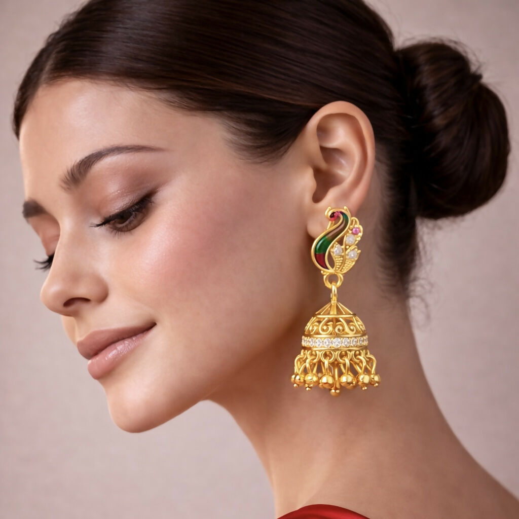 Ethnic Peacock Pattern Drop Earrings
