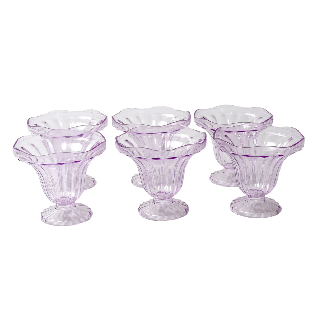 Crystal Plastic Ice Cream Bowls – Set of 6 Dessert Cups for Sundae, Snacks, Pudding, & Home & Kitchen Serving Platter