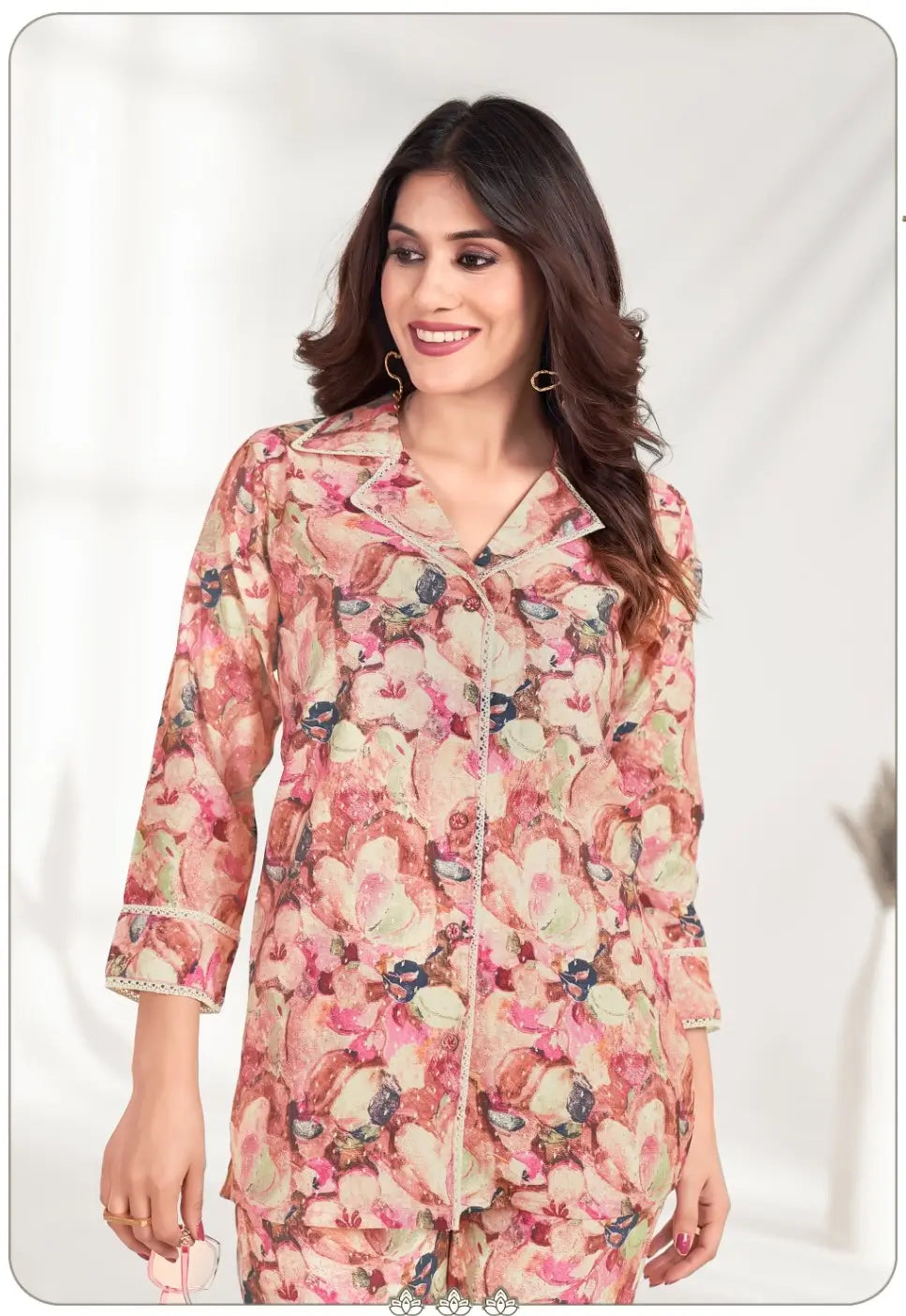 Peach Floral Co-ord Set.