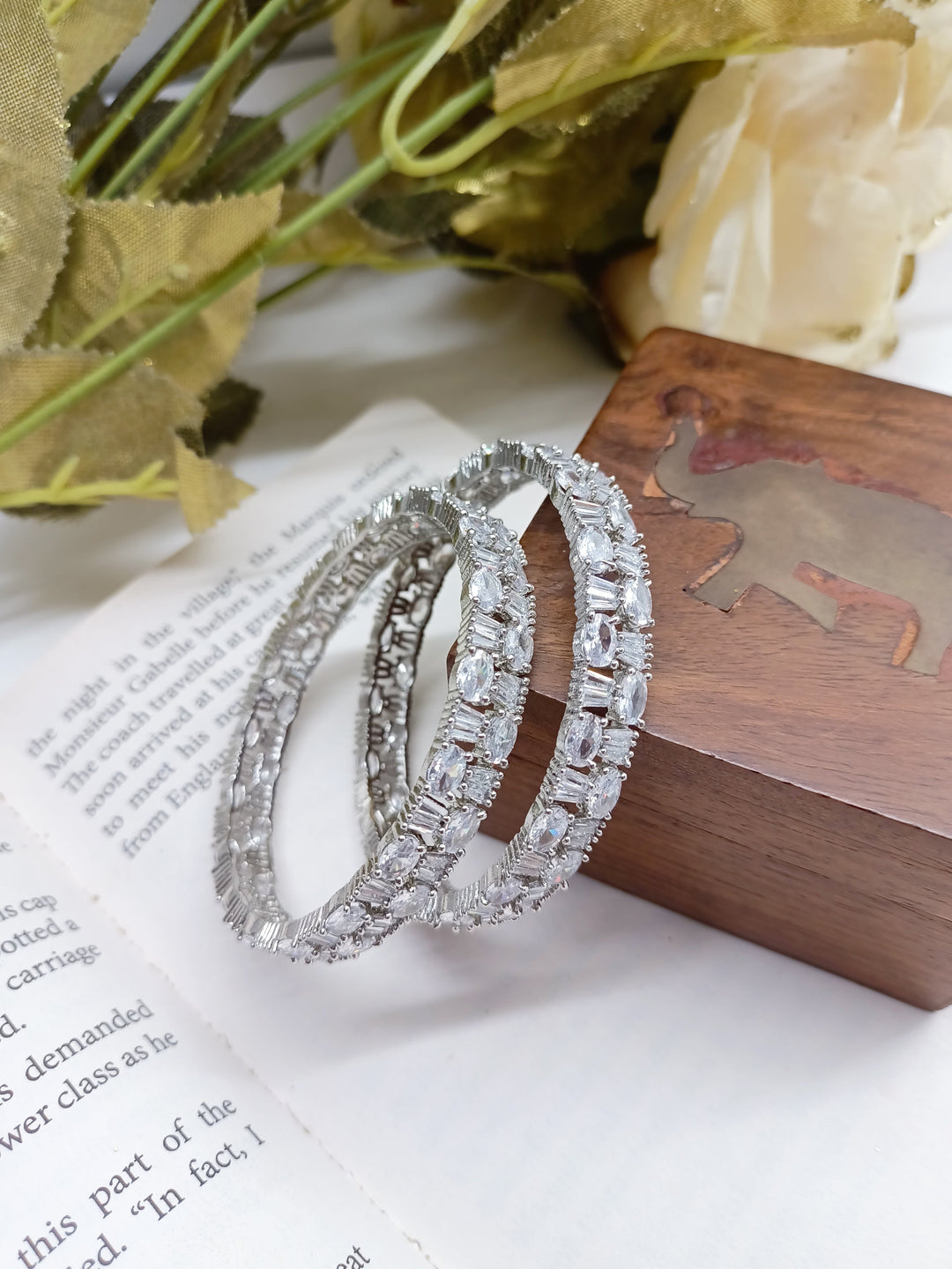 Tulika American Daimond Silver Plated Bangle - qivii