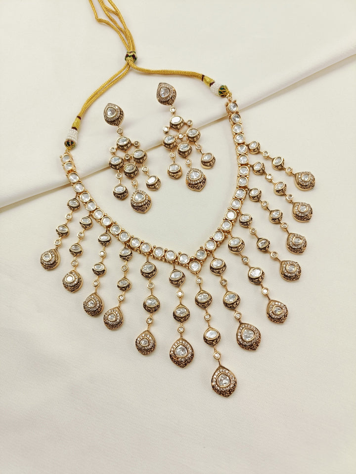 Supriya White Kundan Necklace Set - qivii