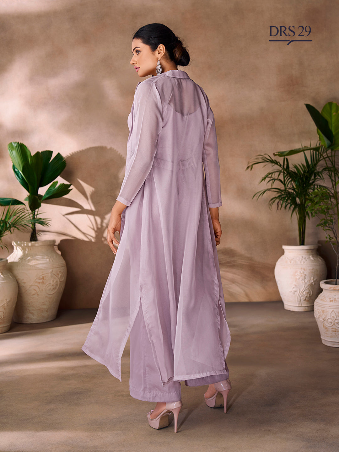 LAVENDER ORGANZA HANDWORK CO-ORD SET - qivii