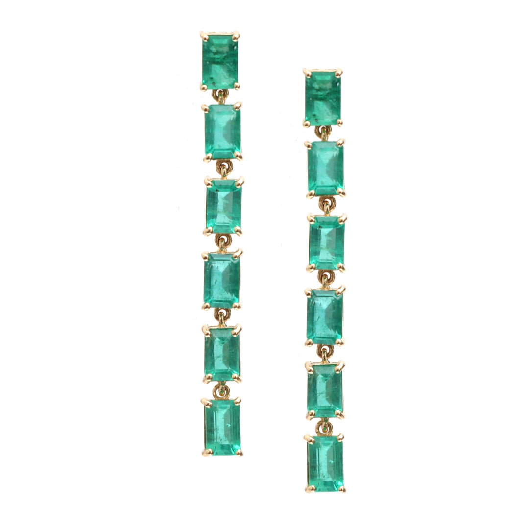 Emerald Emerald Cut Link Earrings - qivii