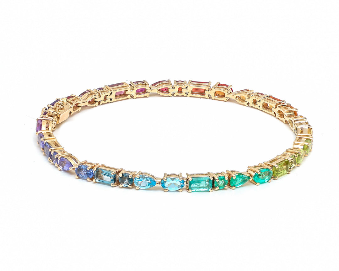 Rainbow Gemstone Mix Shape Tennis Bracelet - qivii
