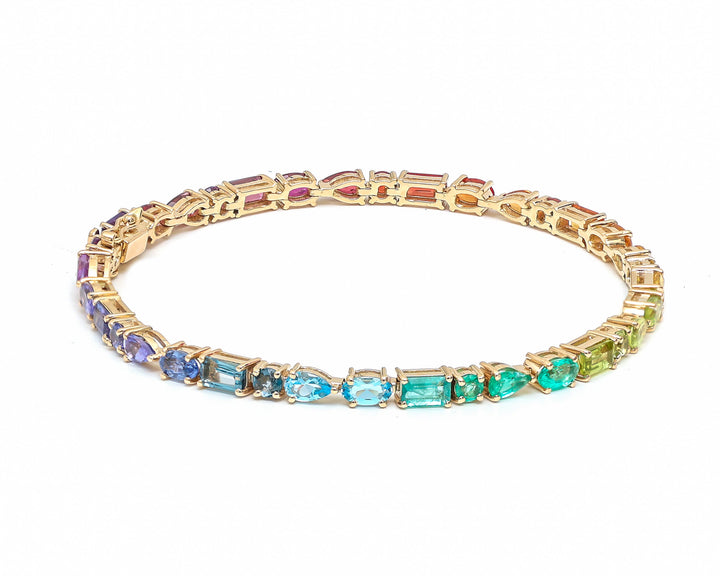 Rainbow Gemstone Mix Shape Tennis Bracelet - qivii