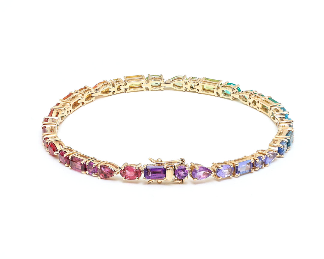 Rainbow Gemstone Mix Shape Tennis Bracelet - qivii