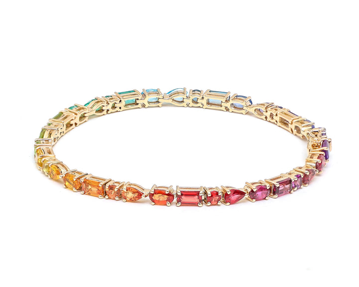 Rainbow Gemstone Mix Shape Tennis Bracelet - qivii