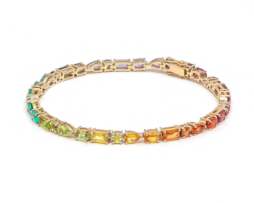 Rainbow Gemstone Mix Shape Tennis Bracelet - qivii