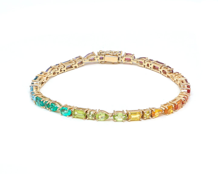Rainbow Gemstone Mix Shape Tennis Bracelet - qivii