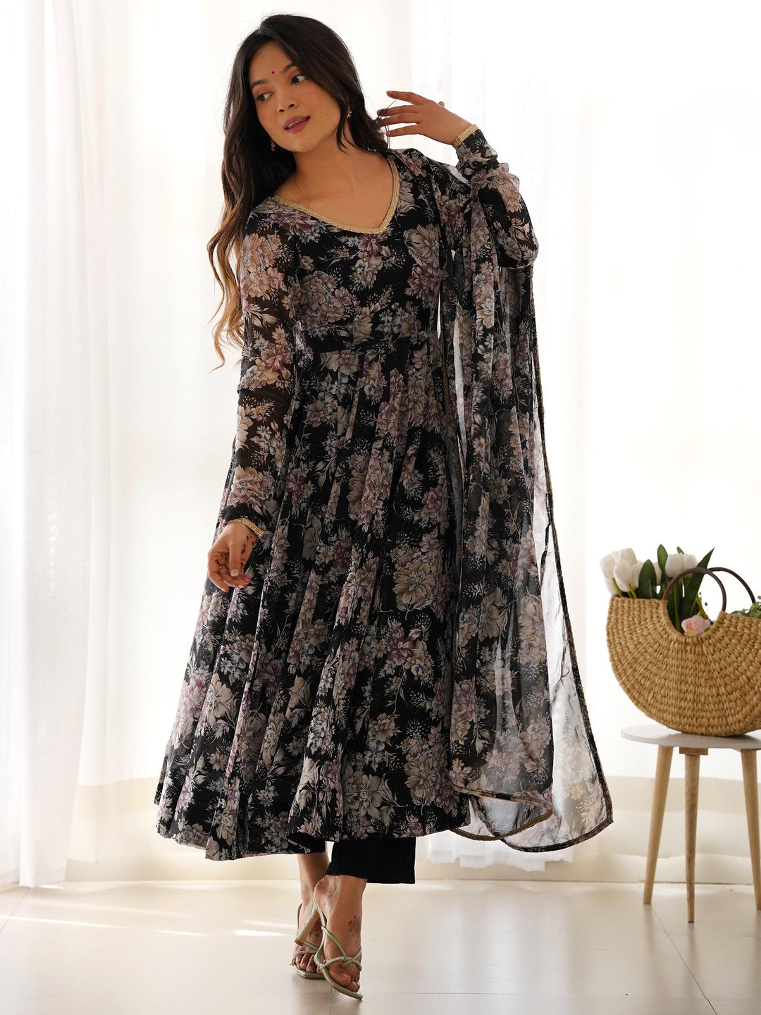 Anarkali suit with churidar full sleeves and elegant fit