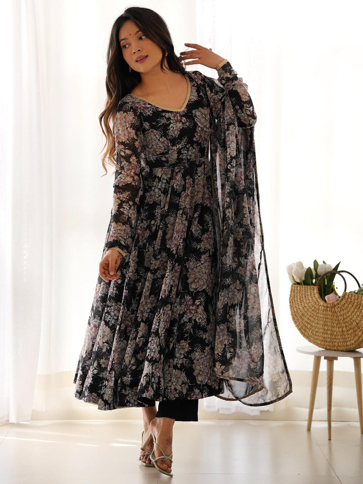 Anarkali suit with churidar full sleeves and elegant fit