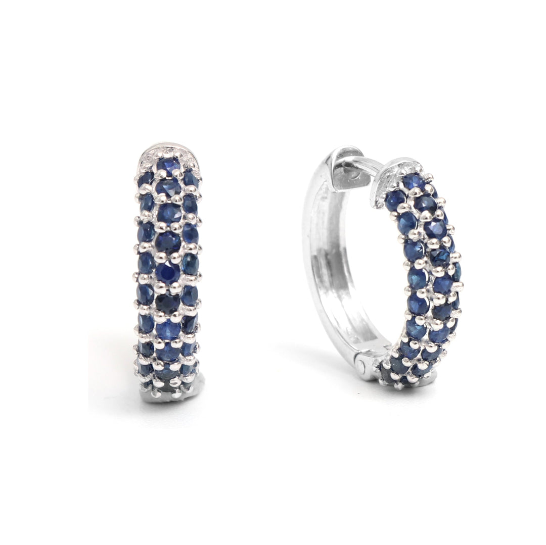 Blue Sapphire Mini Pave Huggies - qivii