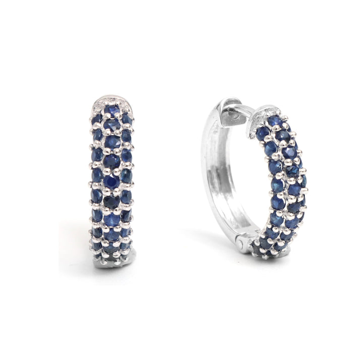 Blue Sapphire Mini Pave Huggies - qivii