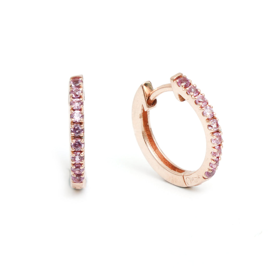 Pink Sapphire Mini Hoops - qivii