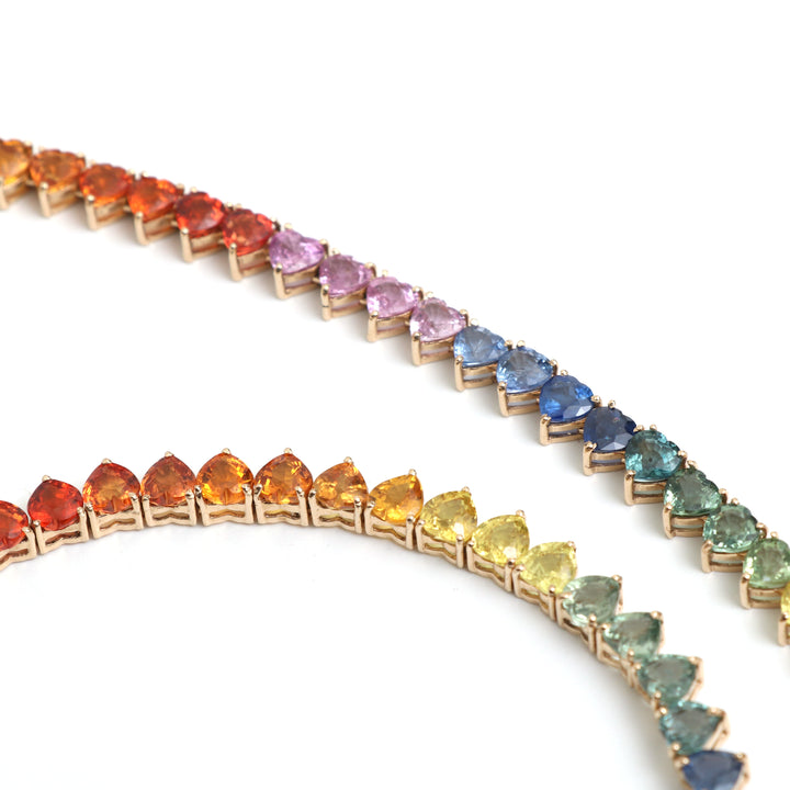 Rainbow Sapphire 5MM Heart Necklace - qivii