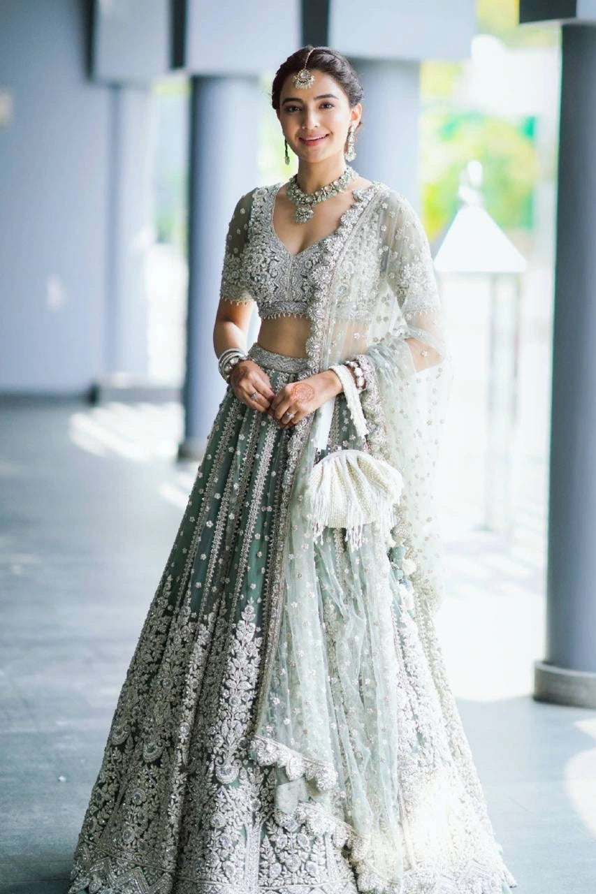 Sabyasachi Designer grey Lehenga Choli with high quality heavy sequence work Wedding wear party wear | Ready To Wear - qivii