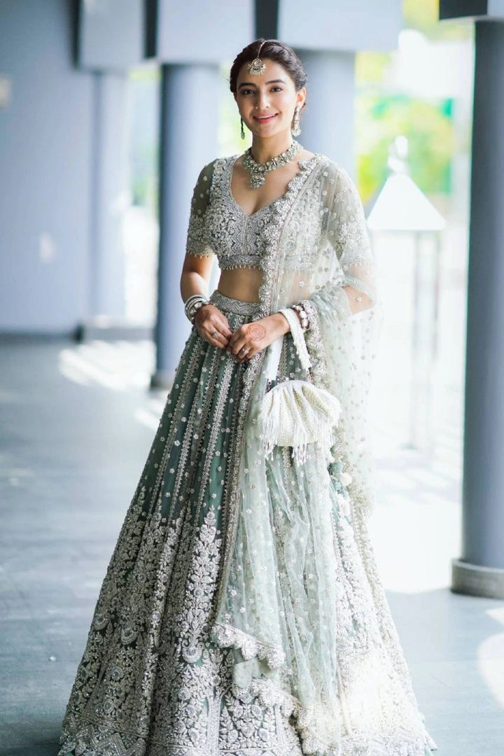 Sabyasachi Designer grey Lehenga Choli with high quality heavy sequence work Wedding wear party wear | Ready To Wear - qivii