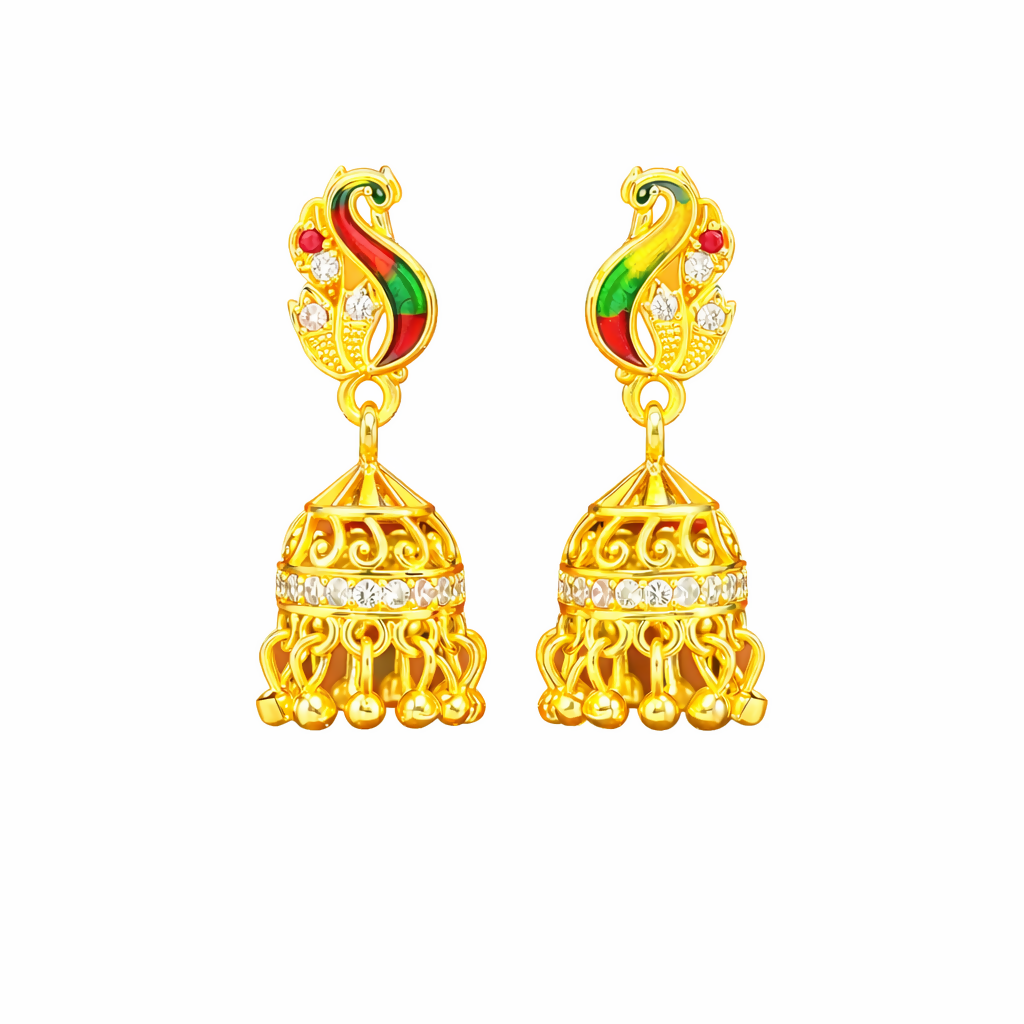 Ethnic Peacock Pattern Drop Earrings