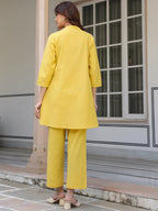 Yellow Cotton Solid A-line Co-ords Set