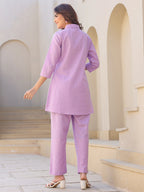 Lavender Cotton Solid A-line Co-ord Set