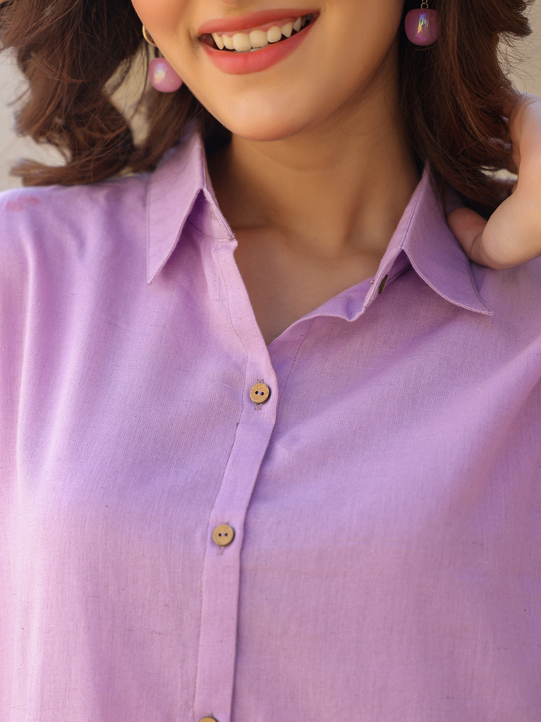 Lavender Cotton Solid A-line Co-ord Set