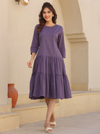 Lavender Pure Cotton Tiered Dress