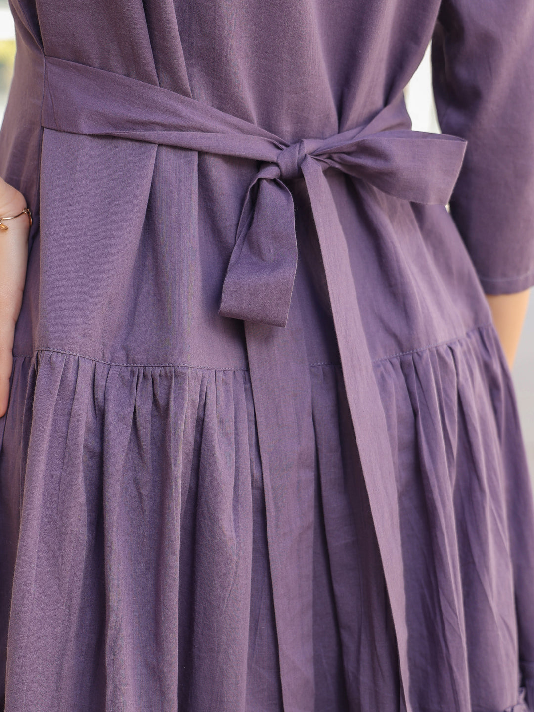 Lavender Pure Cotton Tiered Dress