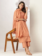 Rust Pure Cotton Solid Straight Kurta Set